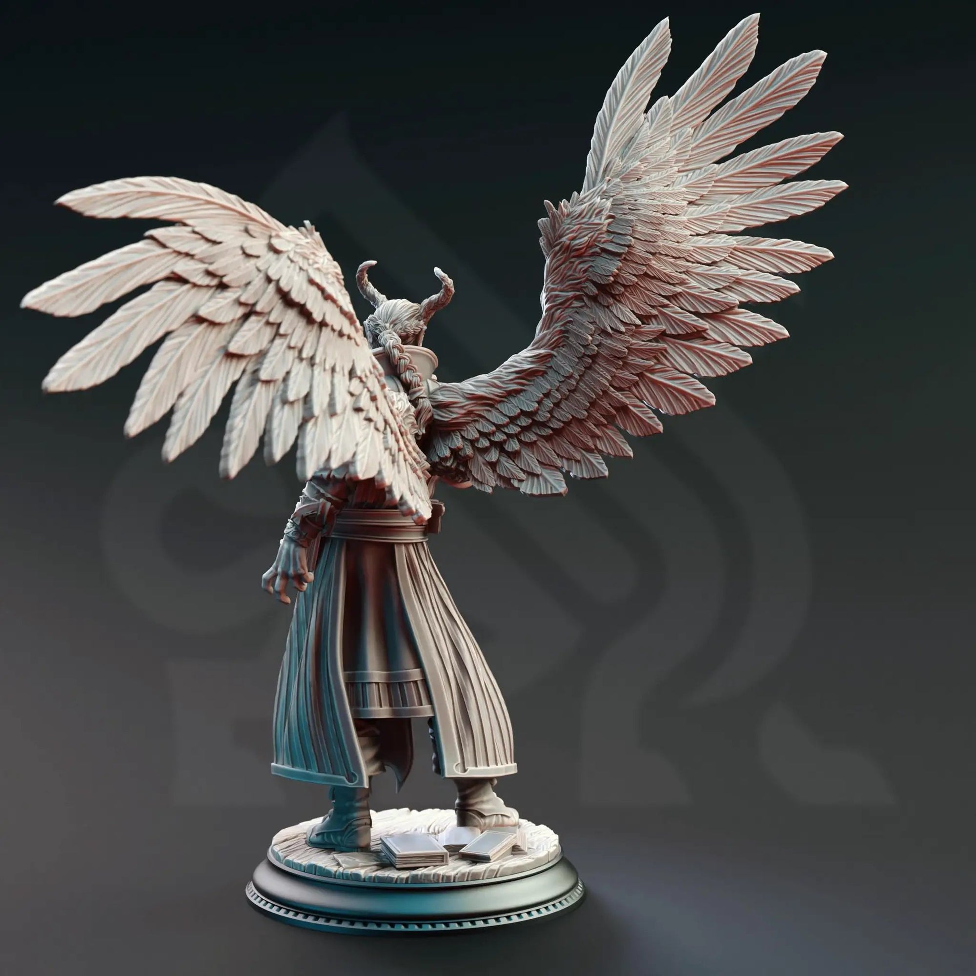 3D printed Tiefling Divine Soul Sorcerer miniature by Last Hope Miniatures, detailed fantasy tabletop game figure.
