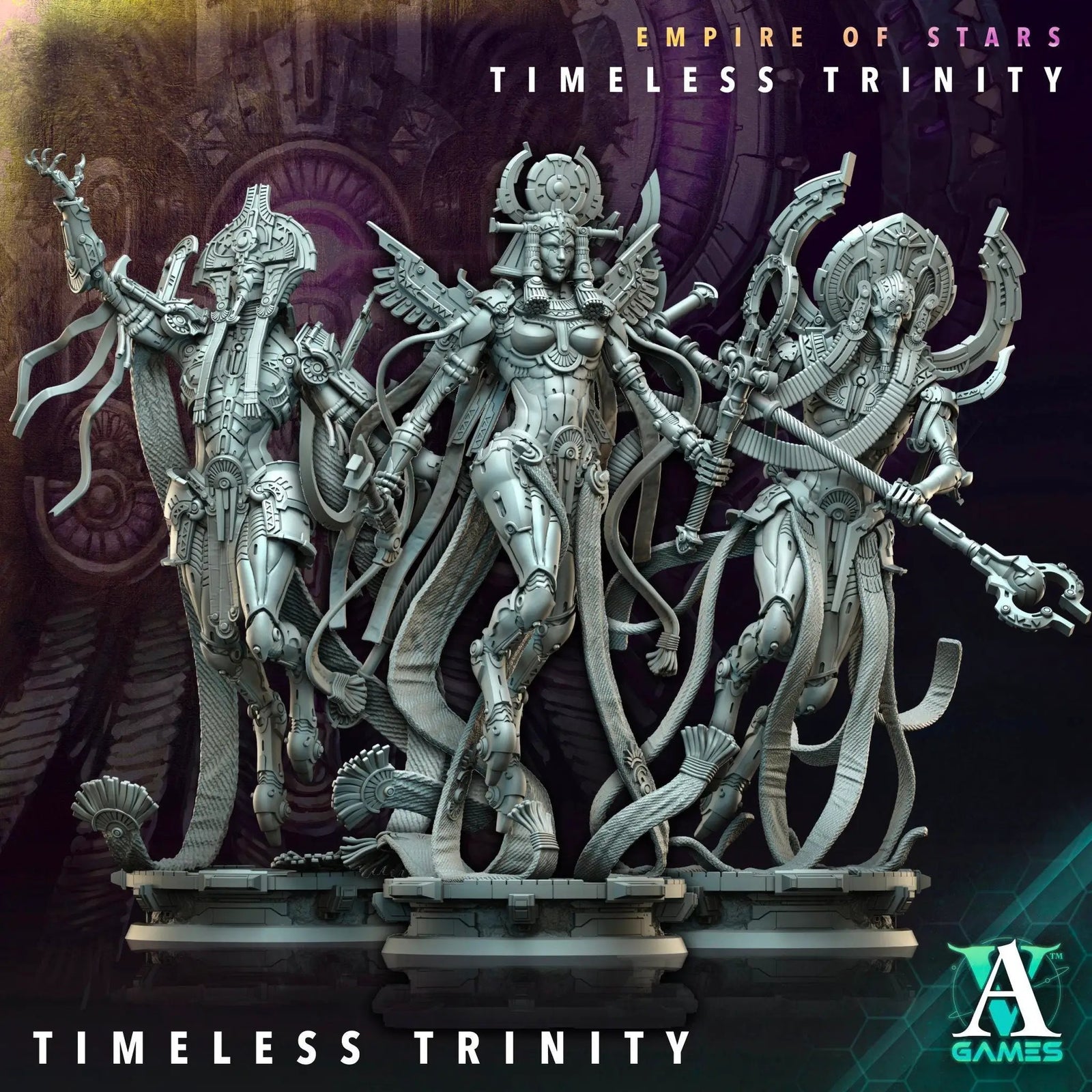 3D printed Timeless Trinity miniature by Last Hope Miniatures from Archvillain Games, featuring detailed fantasy character design.