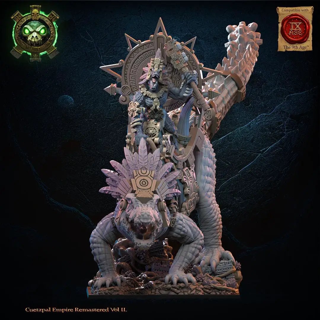 3D printed Tocih Cuetzpalli heroine miniature by Lost Kingdom Miniatures, featuring detailed armor and traditional design.
