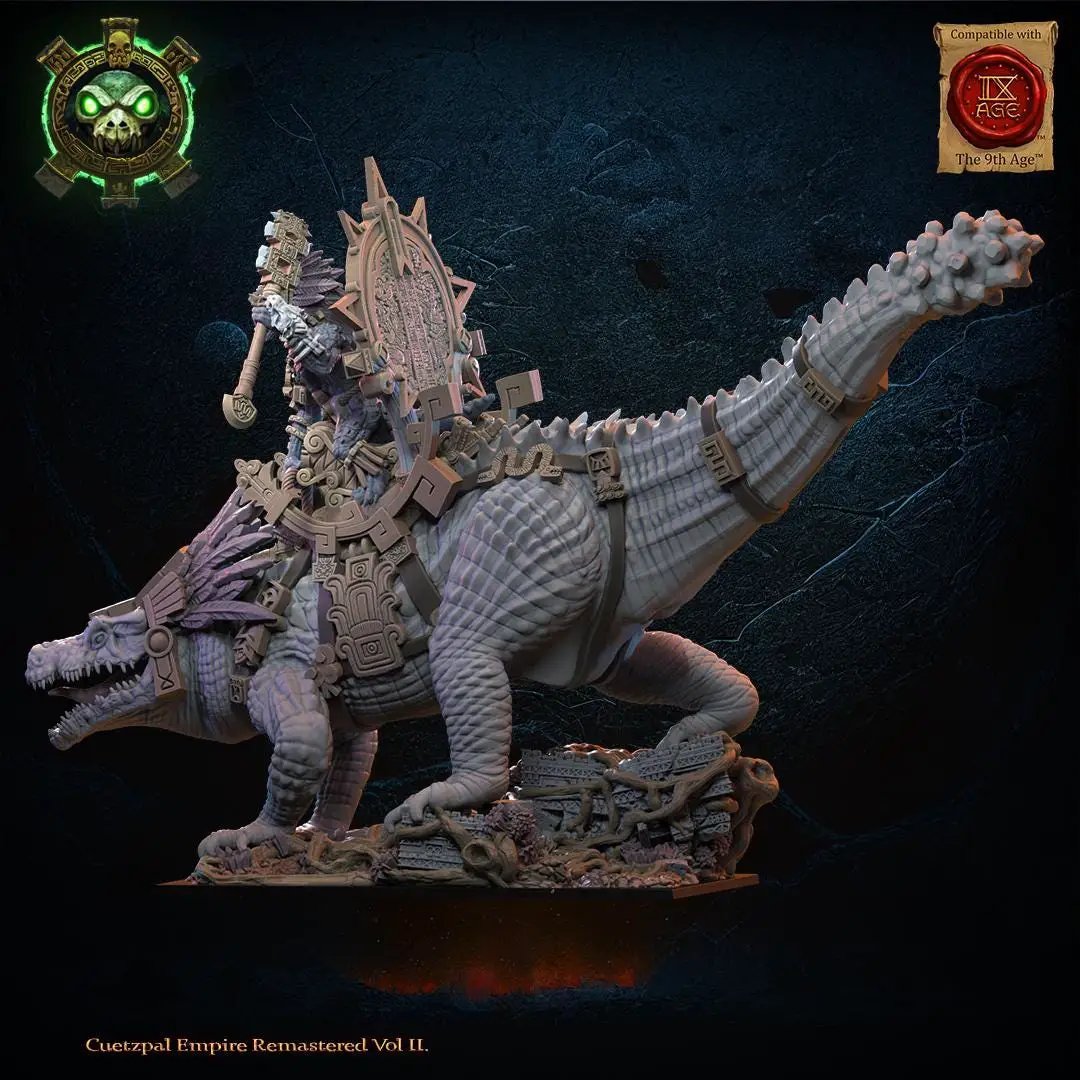 3D printed Tocih Cuetzpalli heroine miniature by Last Hope Miniatures, showcasing detailed craftsmanship and vibrant colors.