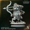 3D printed Tozul the Wandering Bow miniature by Last Hope Miniatures, detailed figure from Archvillain Games on a neutral background.