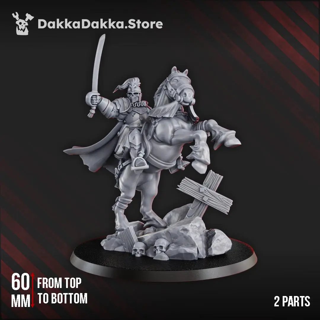 3D printed trench commander figure on horse by Last Hope Miniatures for DakkaDakka Miniatures, detailed military miniature model.
