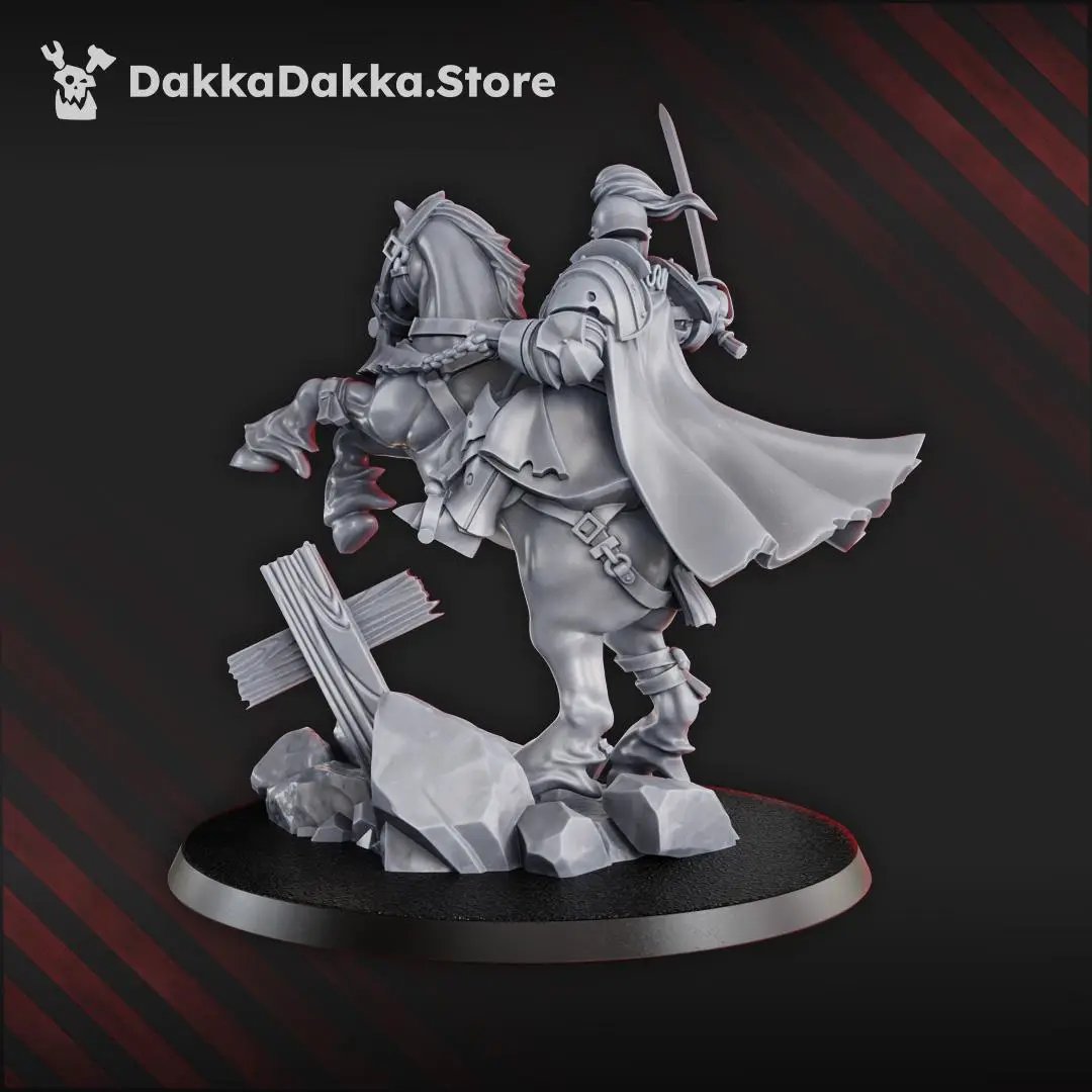 3D printed trench commander on horse miniature by Last Hope Miniatures for DakkaDakka, detailed figure with military attire.