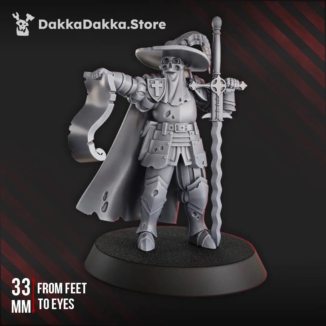3D printed Trench Inquisitor miniature by Last Hope Miniatures, detailed figure with armor and weaponry from DakkaDakka Mininatures.