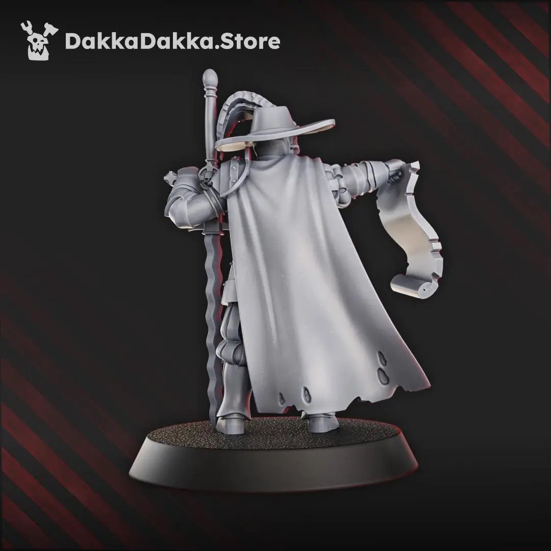 3D printed Trench Inquisitor figure by Last Hope Miniatures for DakkaDakka Miniatures, detailed sci-fi character with armor and weaponry.