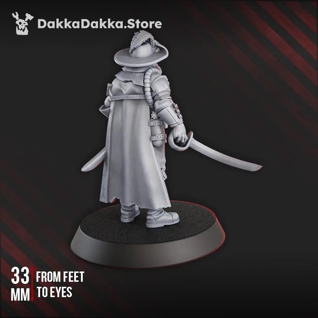 3D printed trench mustketeer figure by Last Hope Miniatures, featuring detailed armor and weaponry from DakkaDakka Miniatures.