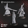 Three 3D printed Trench Novitiates miniatures by Last Hope Miniatures, featuring detailed military uniforms and gear.