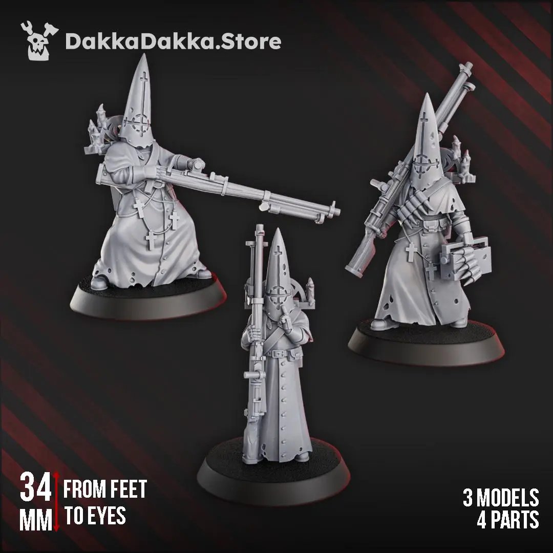 Three 3D printed Trench Novitiates miniatures by Last Hope Miniatures, featuring detailed military uniforms and gear.