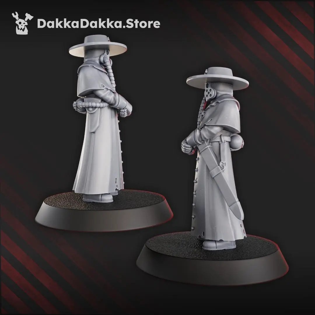 3D printed Trench Priest miniature by DakkaDakka Mininatures, painted with detailed armor and weapon, from Last Hope Miniatures.