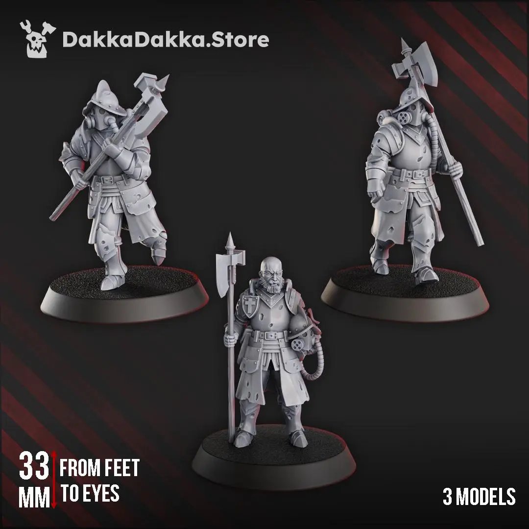 3D printed Trench Vanguard miniature by DakkaDakka Mininatures, painted details, with military armor and weaponry from Last Hope Miniatures.