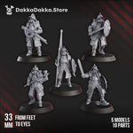 Set of five 3D printed Trench Veterans miniatures by Last Hope Miniatures for DakkaDakka, detailed military figures for tabletop gaming.