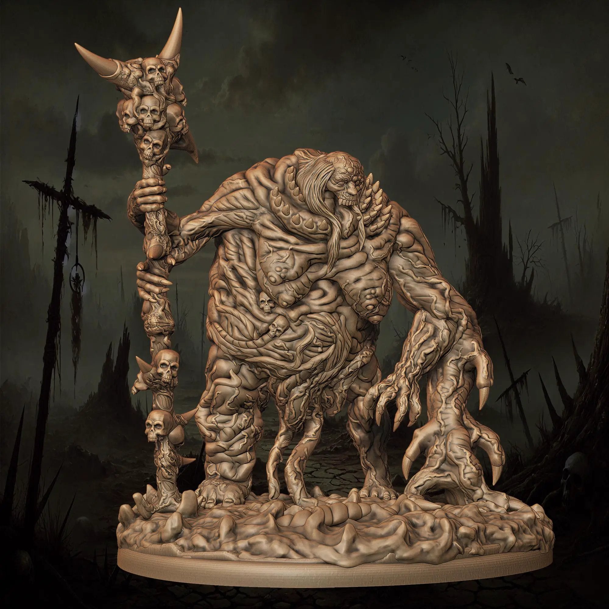 3D printed Twisted Fiend of Chaos miniature by Last Hope Miniatures for tabletop gaming, featuring intricate twisted design.