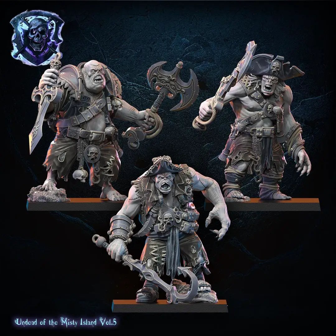 3D printed undead pirate ogre regiment miniature by Last Hope Miniatures, featuring detailed undead pirate and ogre figures.