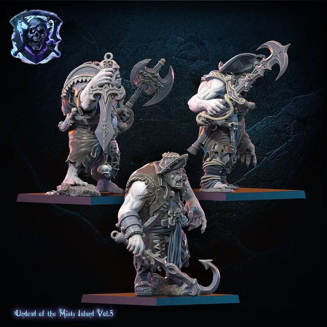 3D printed undead pirate ogre regiment miniature by Lost Kingdom Miniatures, featuring detailed undead pirate ogres in a fantasy setting