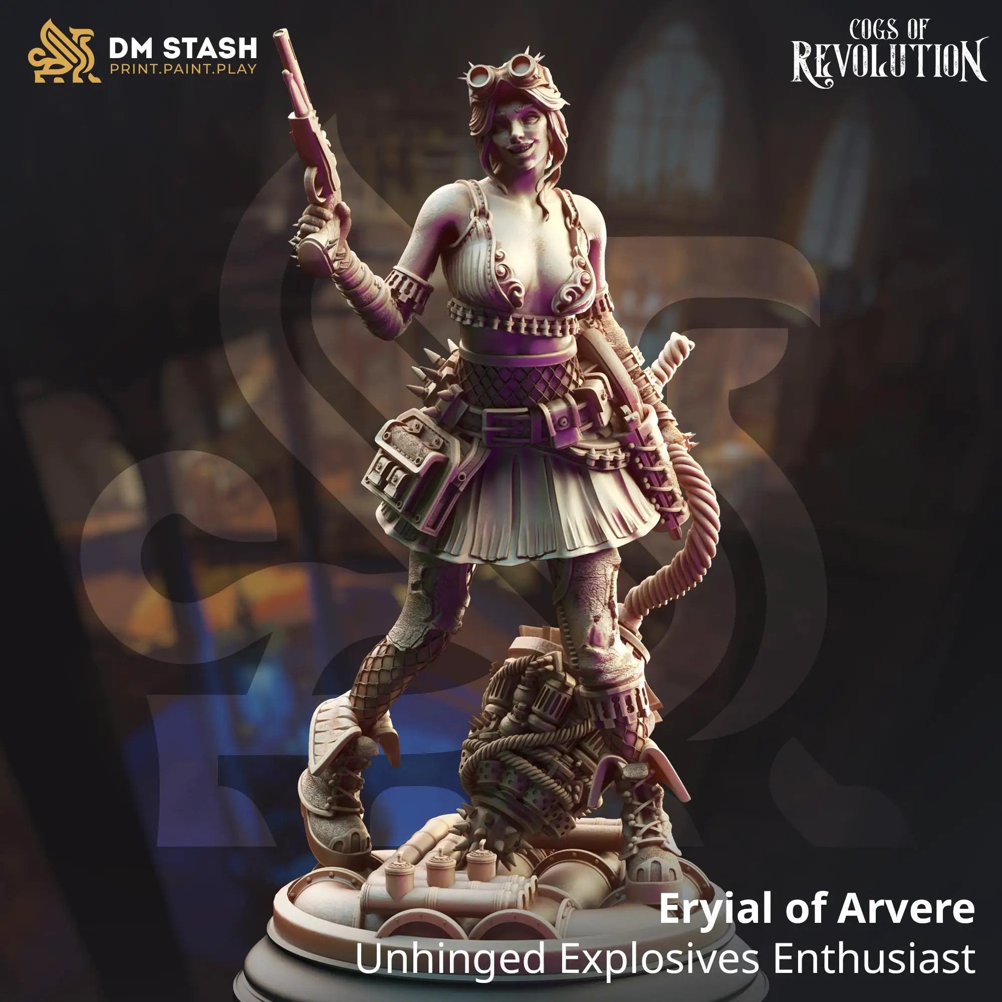 3D printed miniatures of an unhinged explosives enthusiast from DM Stash by Last Hope Miniatures, showing detailed character design.