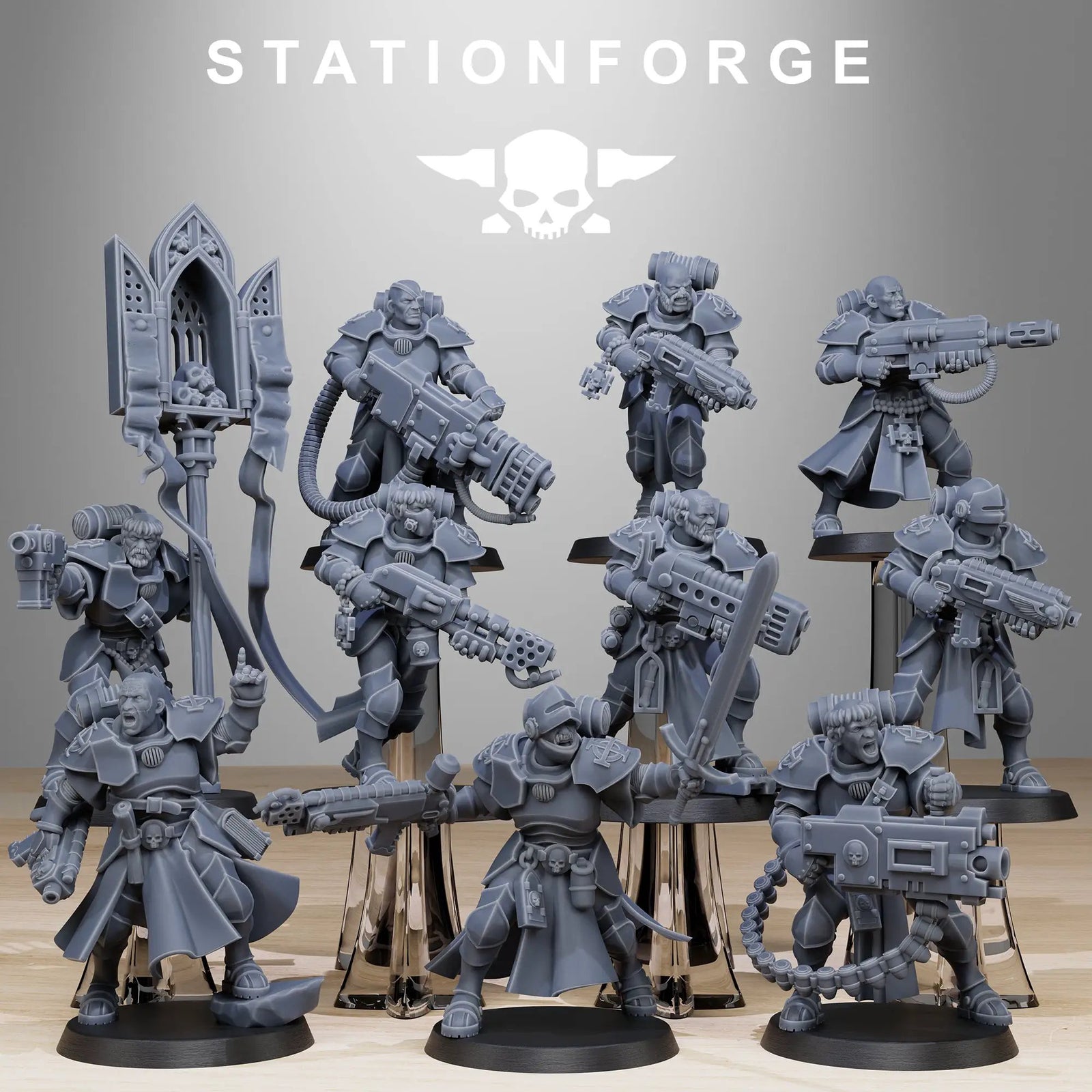 3D printed Vadalites Brotherhood miniatures by StationForge, featuring detailed figures from Last Hope Miniatures collection.