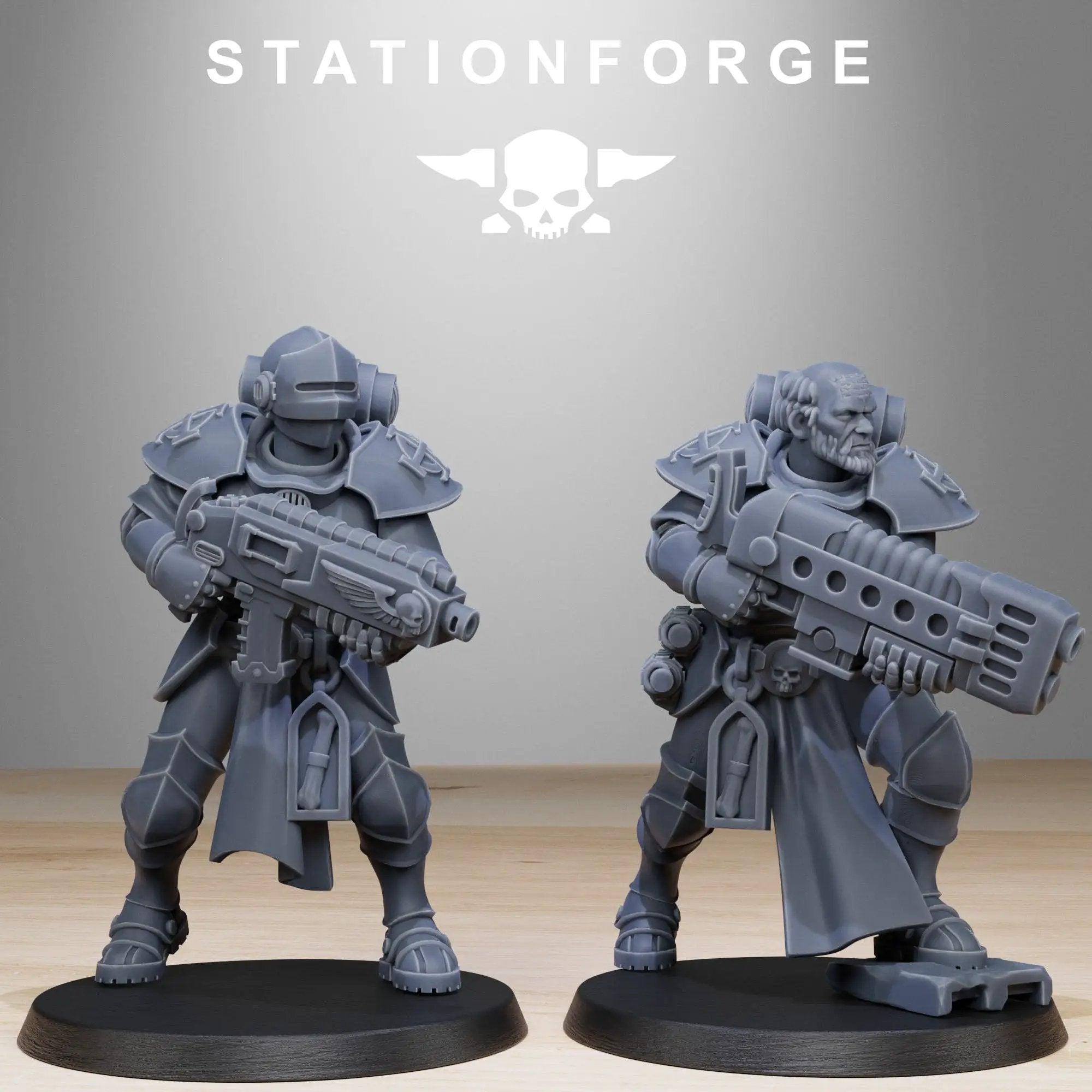 3D printed Vadalites Brotherhood miniatures by StationForge from Last Hope Miniatures, showing detailed figures on a gaming base.