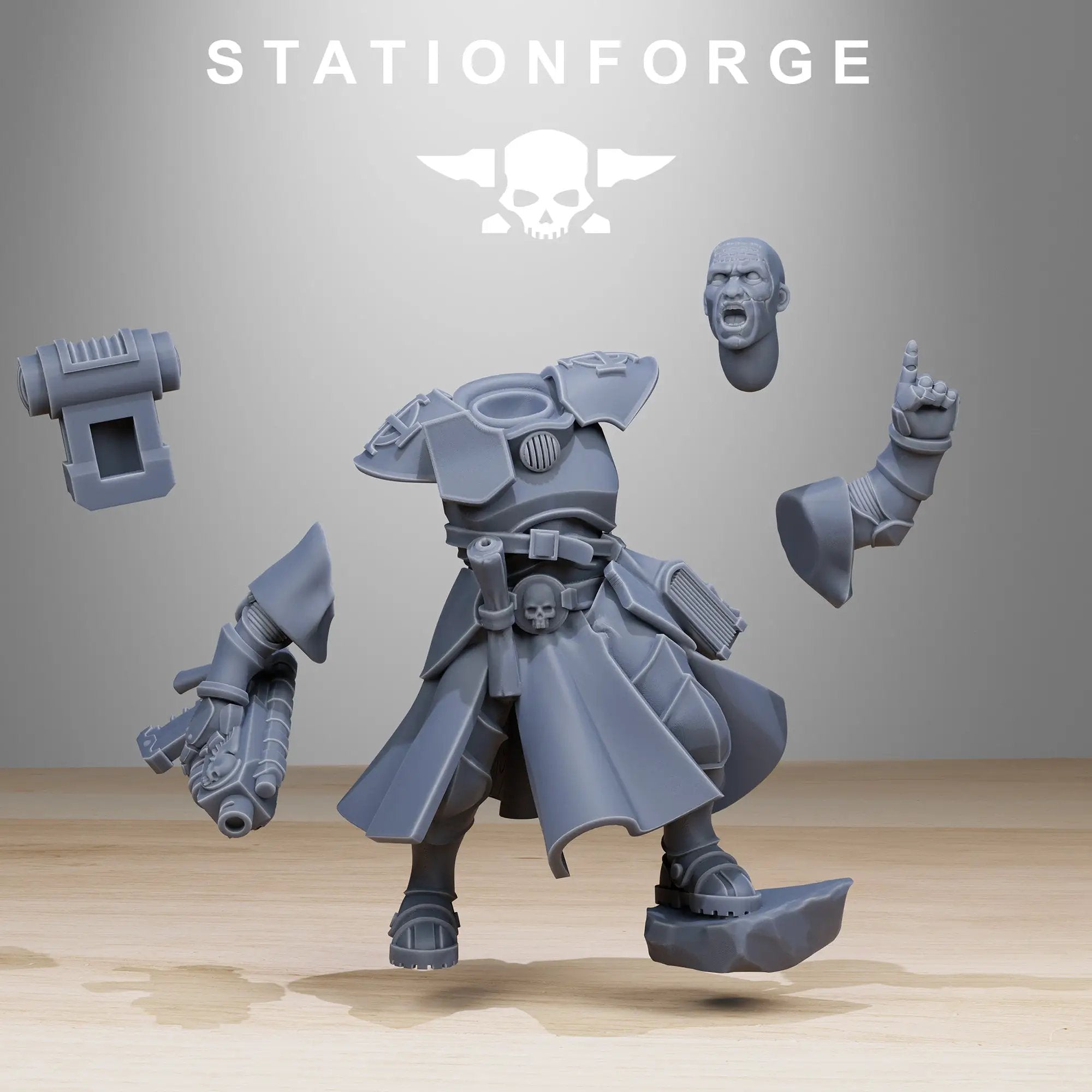 3D printed Vadalites Brotherhood miniature by StationForge for Last Hope Miniatures, showing detailed fantasy warrior figures.