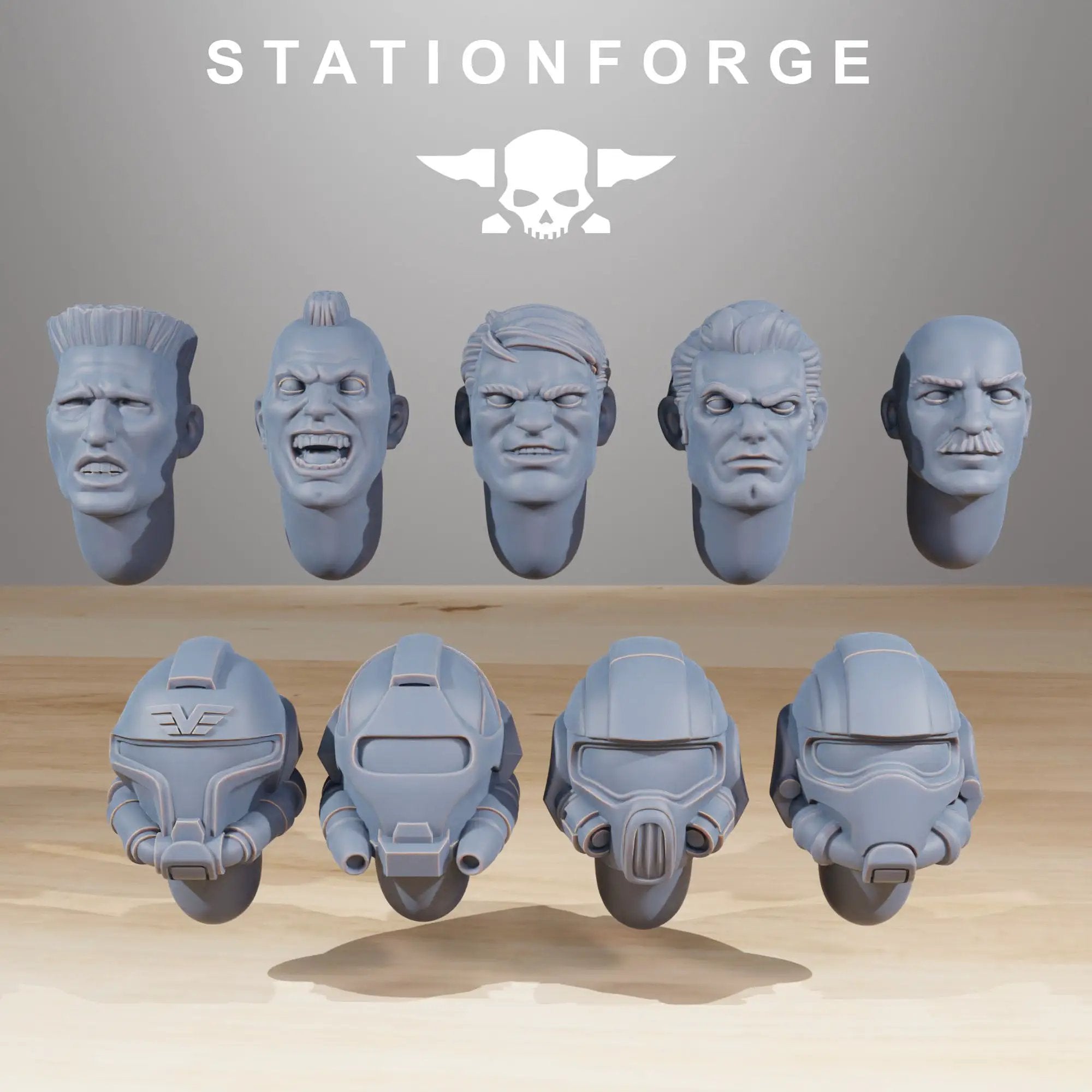 Set of ten 3D printed Vaskar Freedom Fighters miniatures by Last Hope Miniatures for StationForge, detailed with weapons and armor.