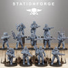 3D printed Vaskar Infantry miniatures from StationForge Miniatures by Last Hope Miniatures, featuring detailed soldier figures.
