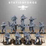 3D printed Vaskar Infantry miniatures from StationForge Miniatures by Last Hope Miniatures, featuring detailed soldier figures.