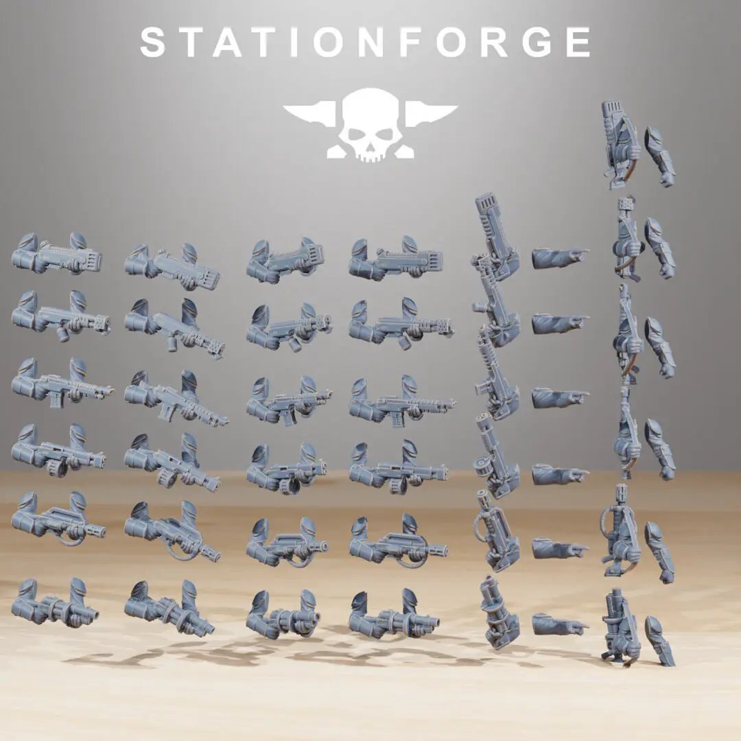 3D printed Vaskar Infantry miniatures from StationForge Miniatures, detailed military figures for tabletop gaming.