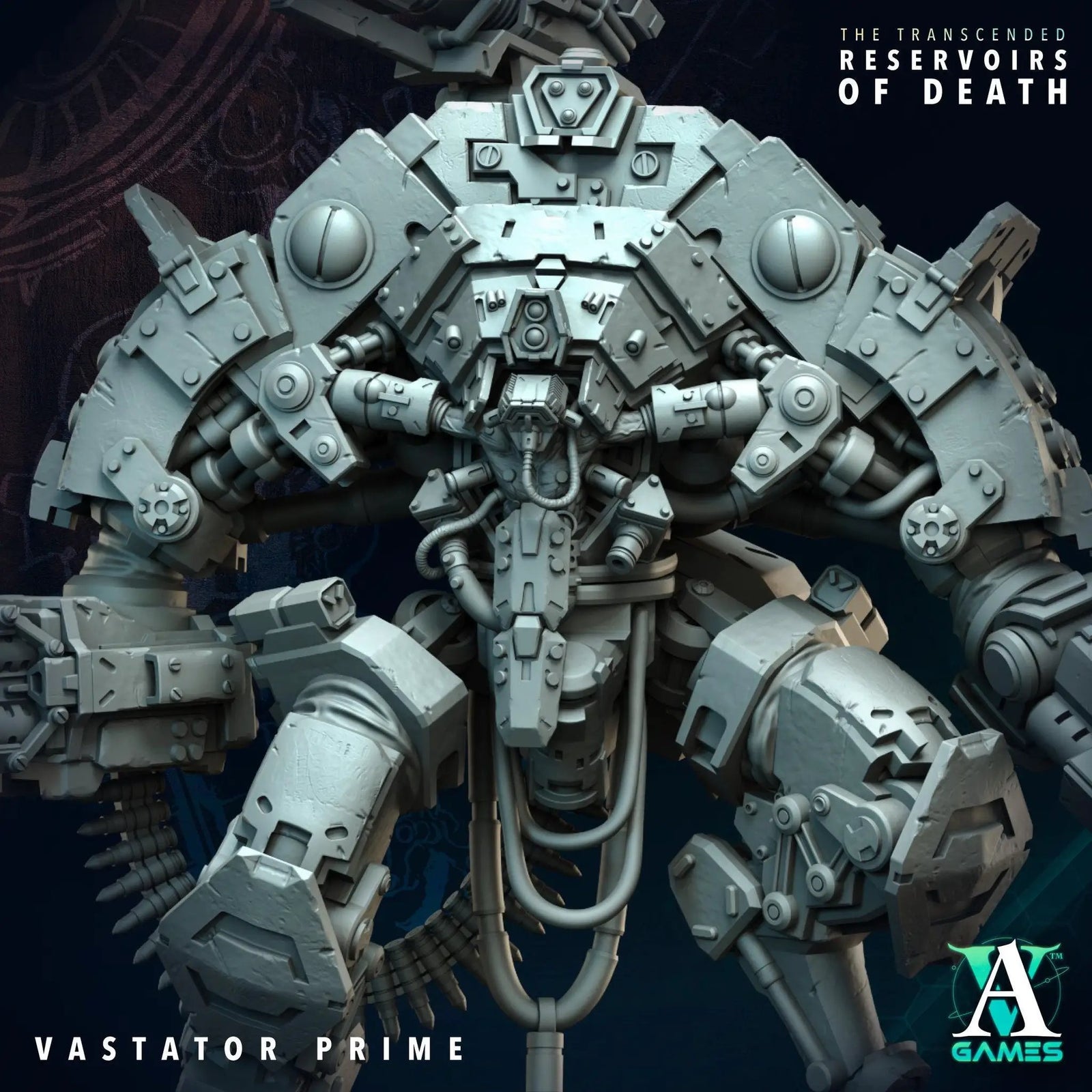 3D printed Vastator Prime miniature by Last Hope Miniatures for Archvillain Games, detailed model in a dynamic pose.