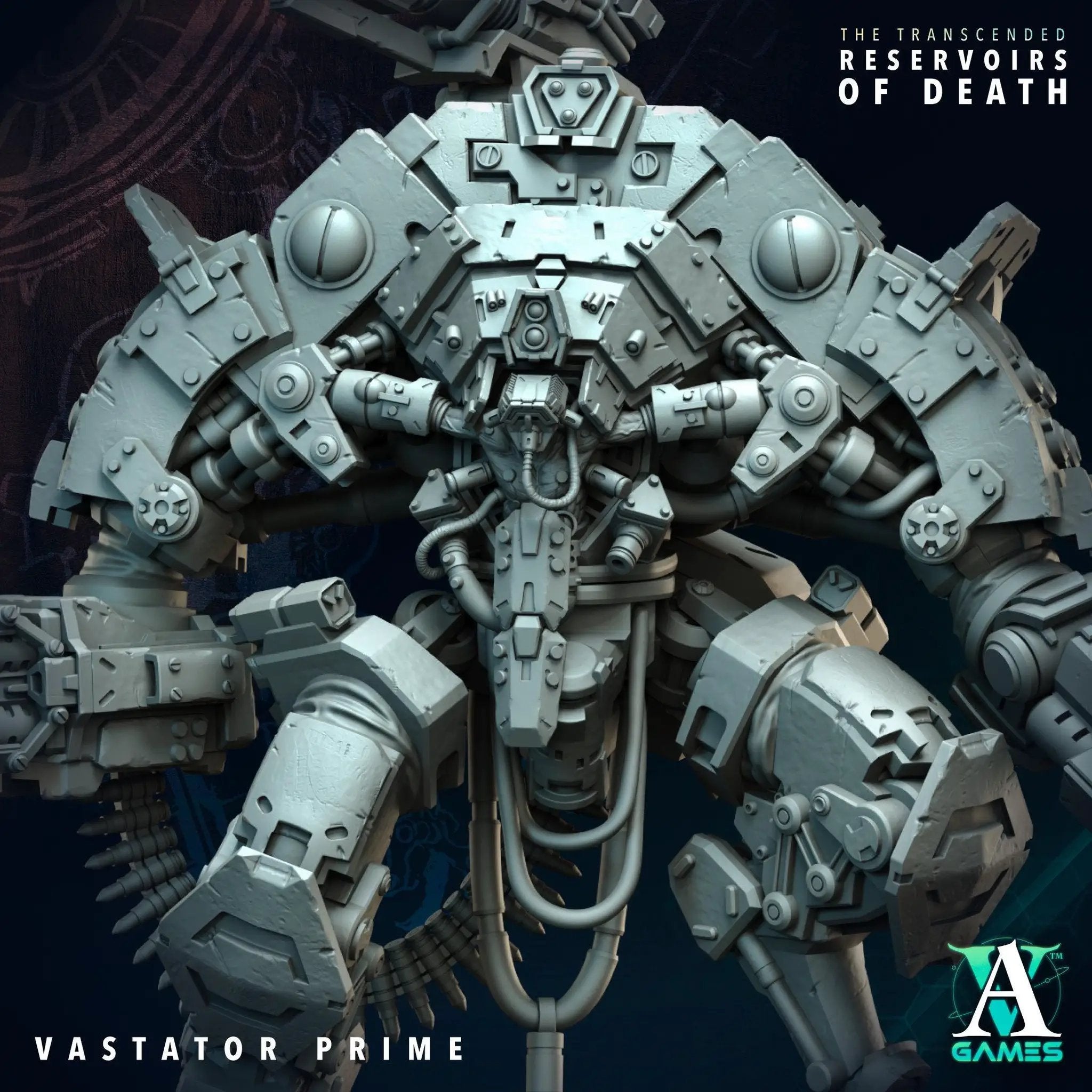 3D printed Vastator Prime miniature by Last Hope Miniatures for Archvillain Games, detailed model in a dynamic pose.