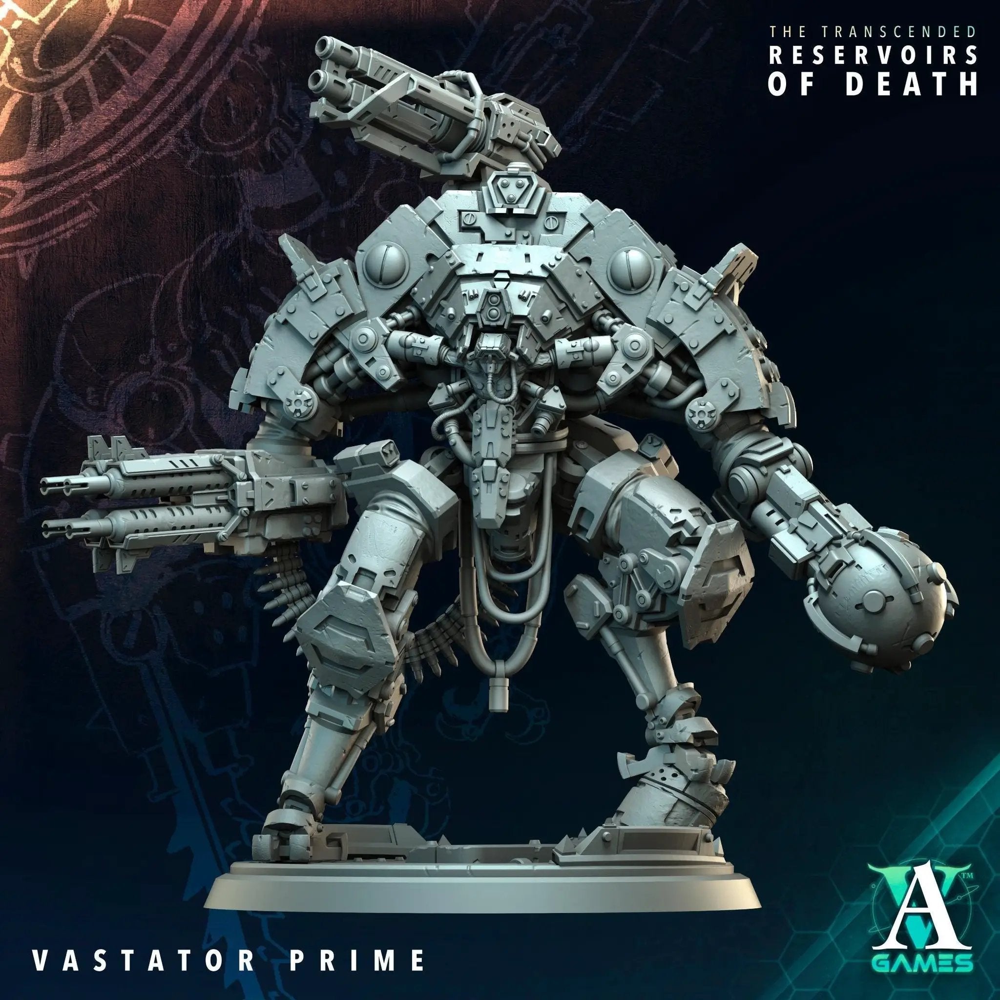3D printed Vastator Prime miniature by Last Hope Miniatures for Archvillain Games, detailed model with intricate design.