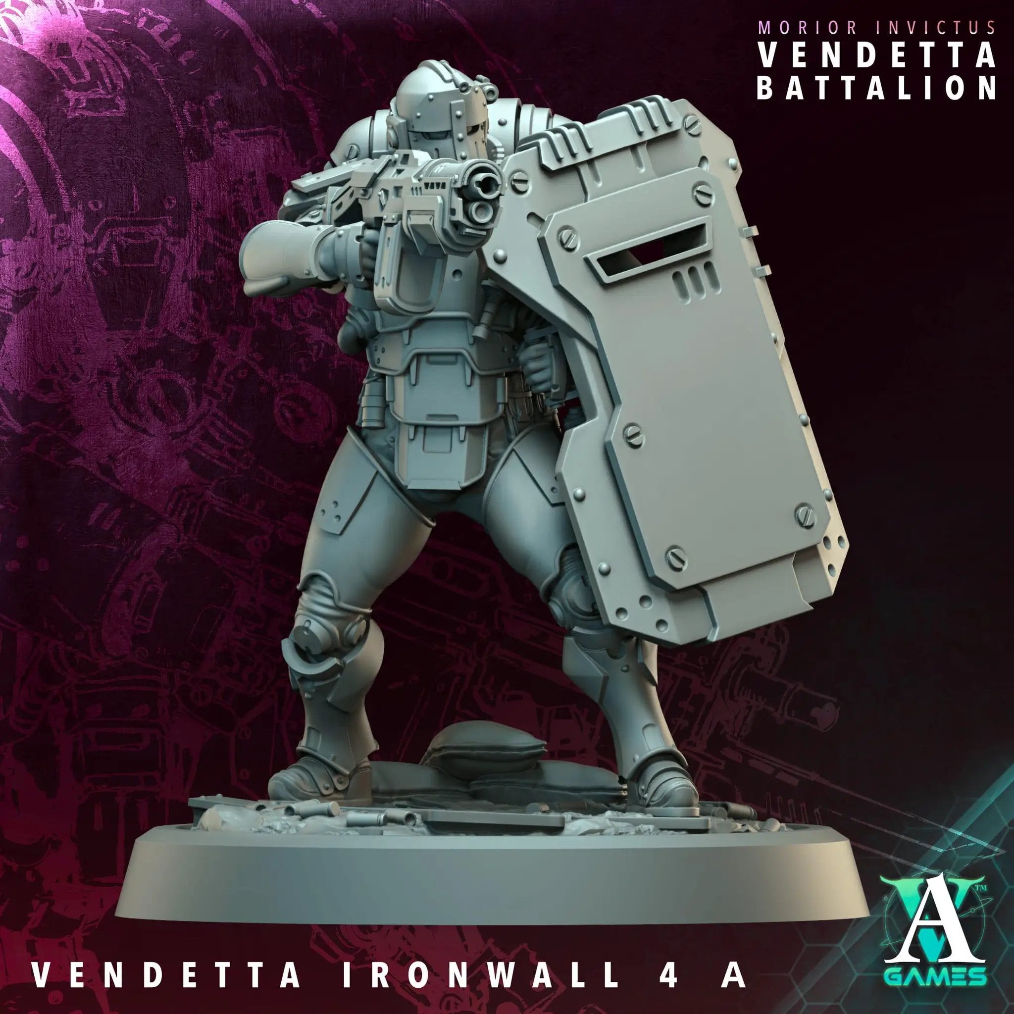 Set of six 3D printed Vendetta Ironwalls miniatures by Last Hope Miniatures for Archvillain Games, detailed fantasy terrain pieces.
