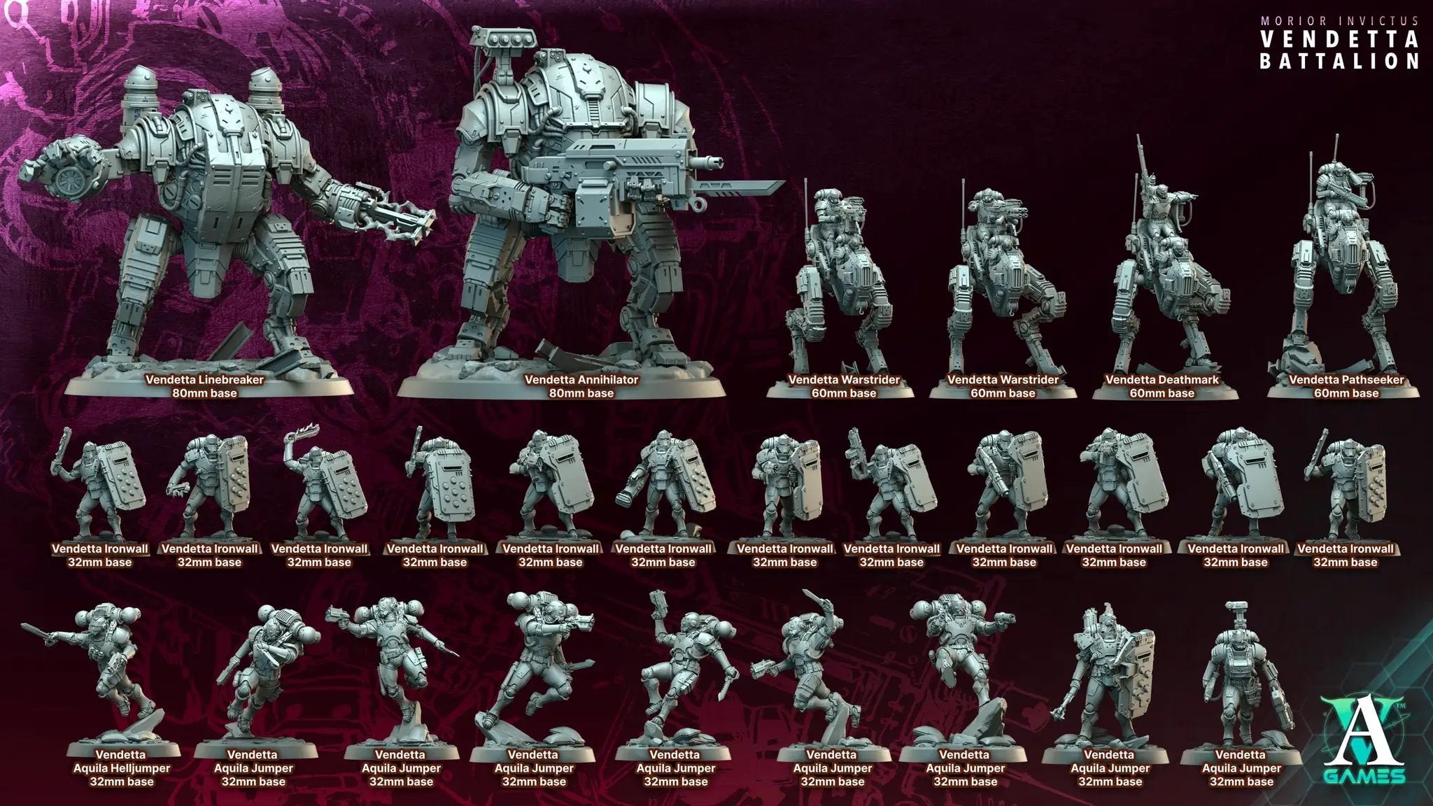 3D printed Vendetta Trauma Mod miniature by Archvillain Games, detailed model for Last Hope Miniatures tabletop game.