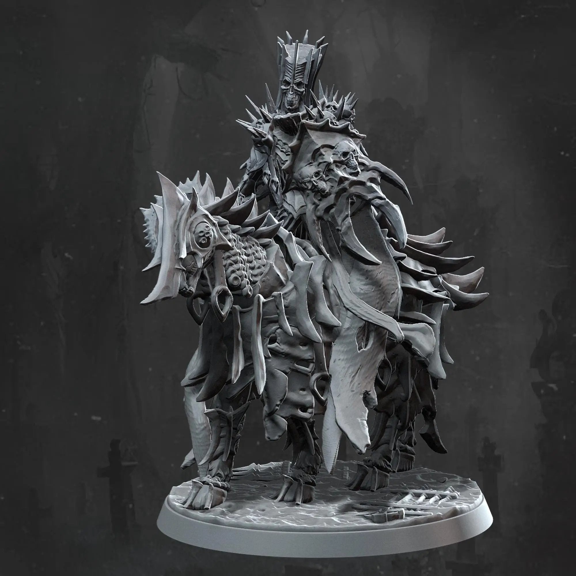 3D printed Vile Horseman miniature by Last Hope Miniatures, featuring detailed sculpt and intricate design from Monolith Arts.