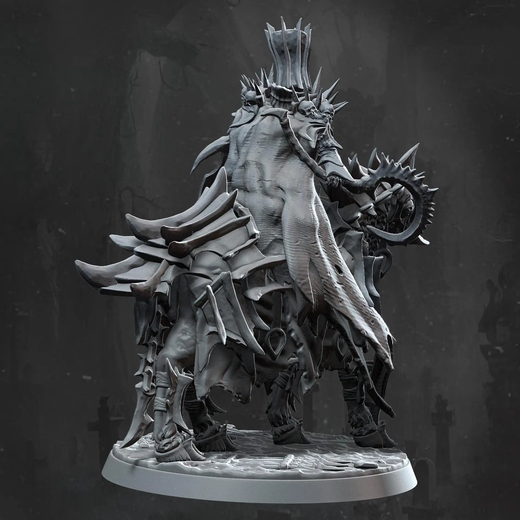 3D printed Vile Horseman miniature by Last Hope Miniatures, featuring detailed armor and menacing horse design.