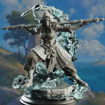 3D printed Water Element Monk miniature by Last Hope Miniatures, showcasing a detailed aquatic-themed figurine with flowing robes.