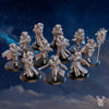 White 3D printed fangs hunters squad miniature by DakkaDakka Miniatures for Last Hope Miniatures, detailed and ready for tabletop gaming.
