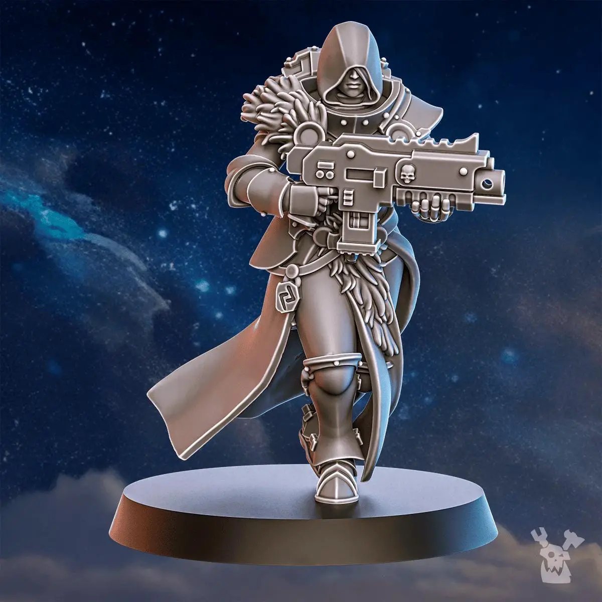 White 3D printed fangs hunters squad miniatures by DakkaDakka Miniatures, designed for tabletop gaming and miniature collections.