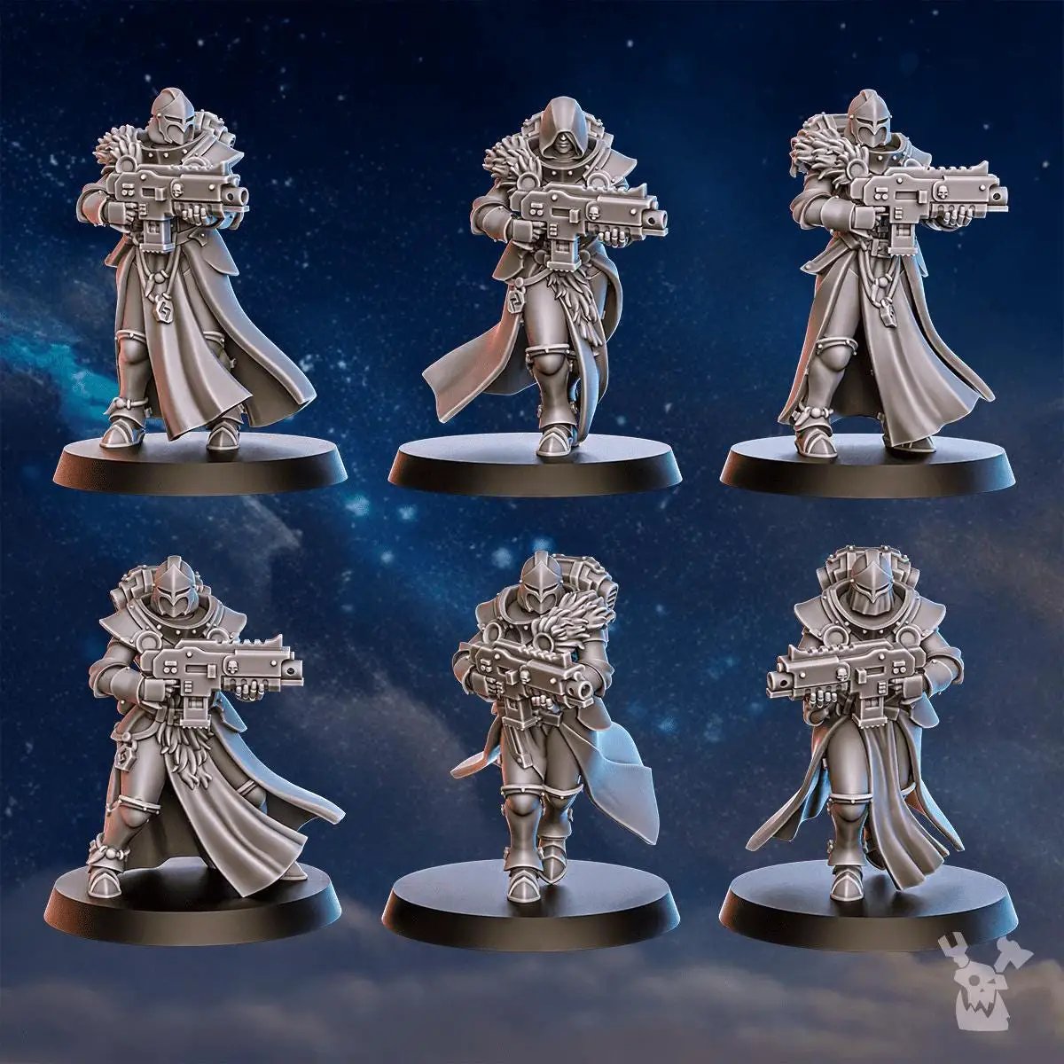 3D printed white Fangs Hunters Squad miniatures by DakkaDakka Miniatures, part of the Last Hope Miniatures collection.