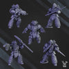Set of ten 3D-printed white Megaladon Clan Warriors miniatures by Last Hope Miniatures for tabletop gaming.