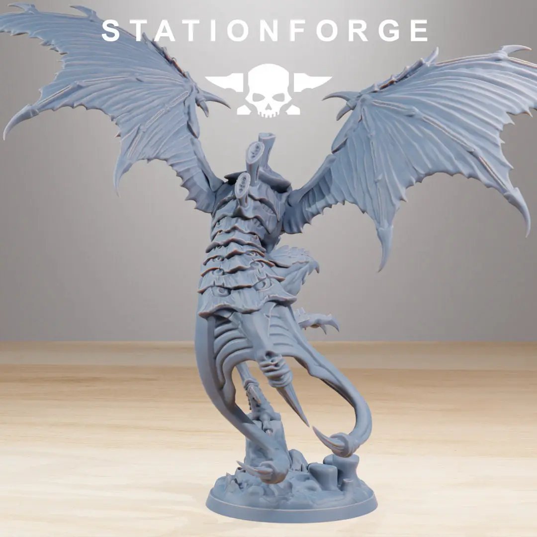 3D printed Xenarid Flying Leader miniatures by StationForge for Last Hope Miniatures, showcasing detailed sci-fi alien design.