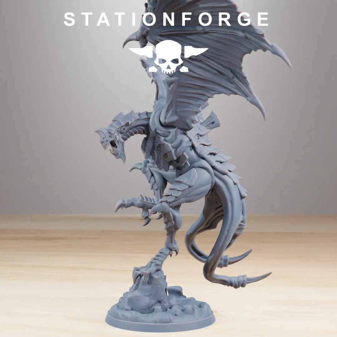 3D printed Xenarid Flying Leader miniature by StationForge Miniatures, featuring detailed alien design and dynamic pose.