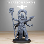 3D printed Xentari Cultist miniature by StationForge Miniatures for Last Hope Miniatures, detailed figure with intricate armor and weaponry.