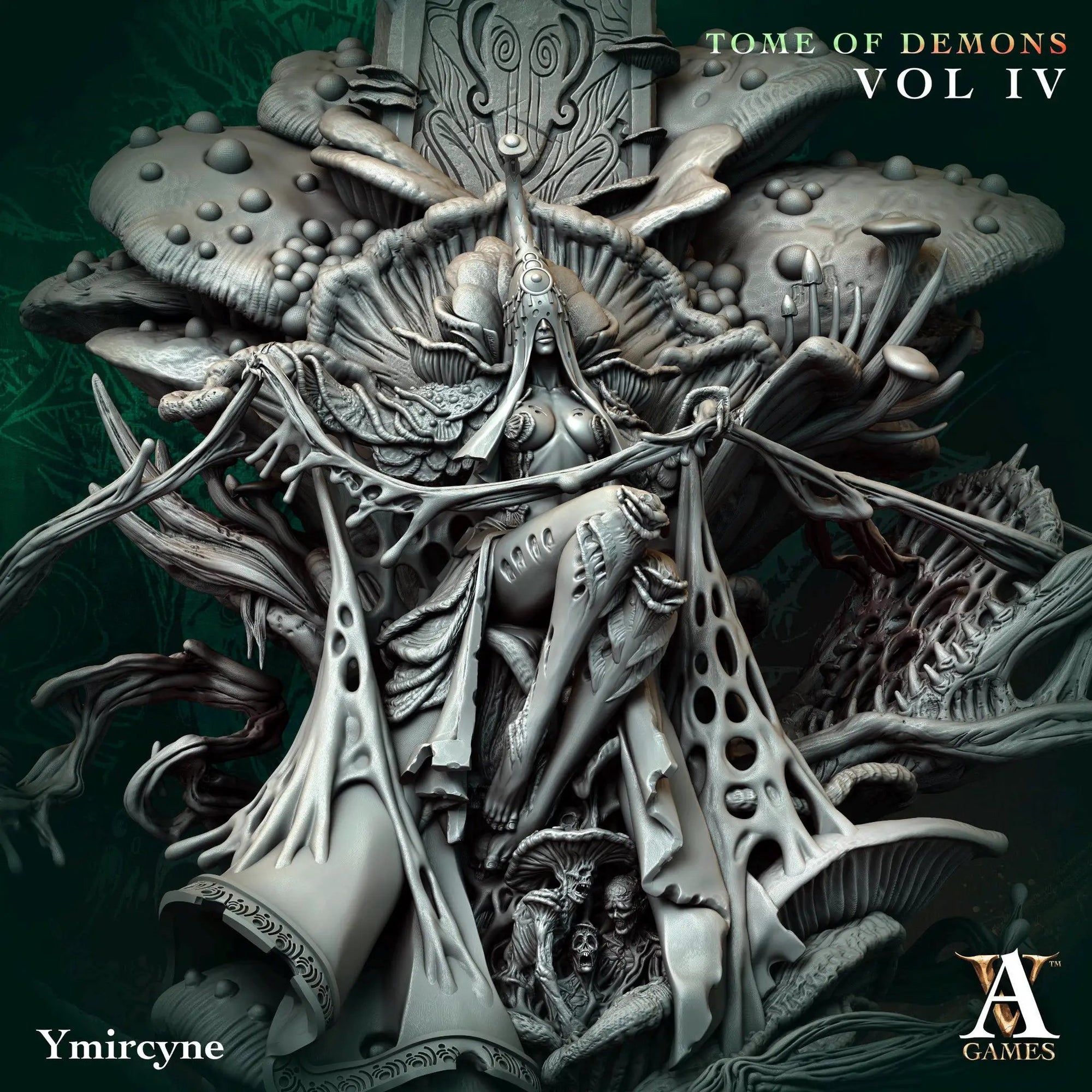 3D printed Ymircyne the Spore Queen miniature by Last Hope Miniatures, featuring detailed fungal and alien-inspired design.