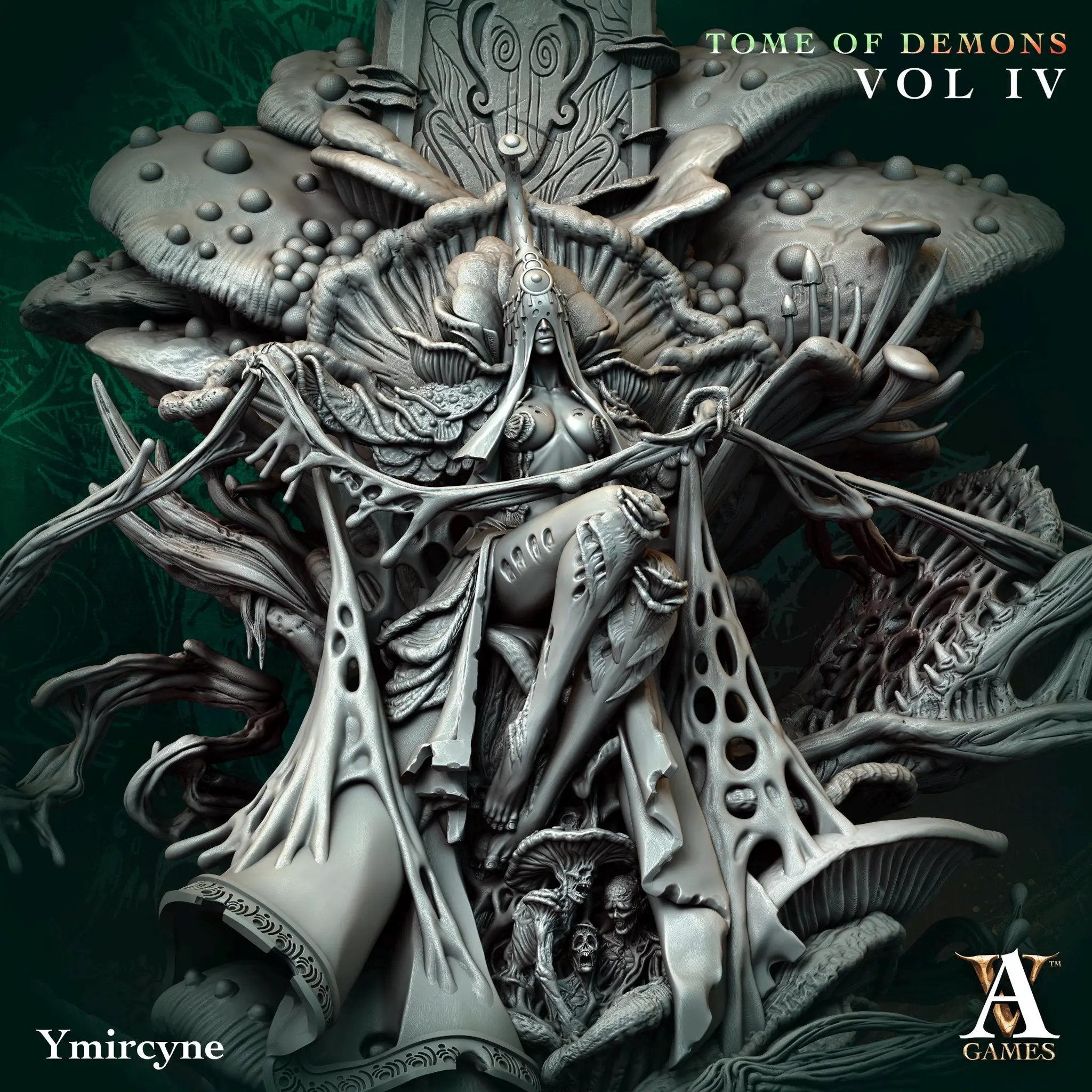 3D printed Ymircyne the Spore Queen miniature by Last Hope Miniatures, featuring detailed fungal and alien-inspired design.