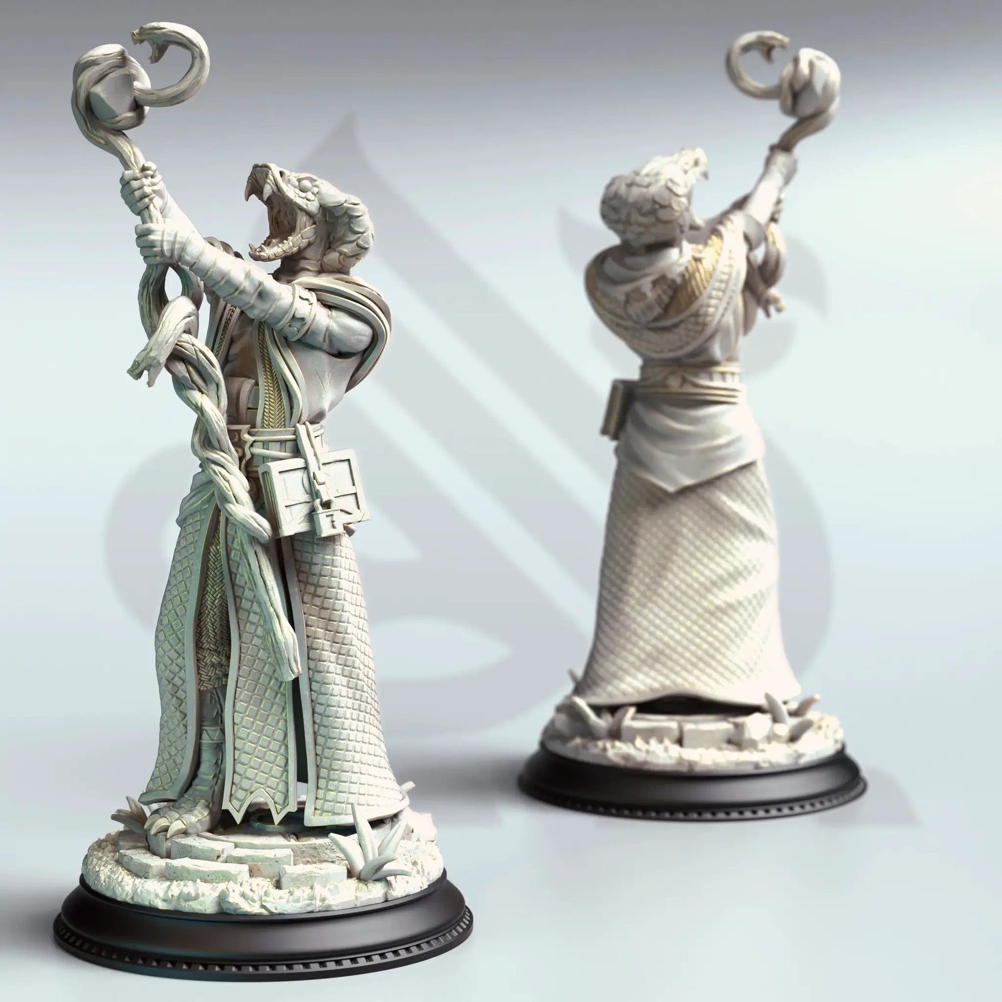 3D printed Yuan-Ti Cultists miniatures by Last Hope Miniatures from DM Stash, featuring detailed serpent-themed figures.