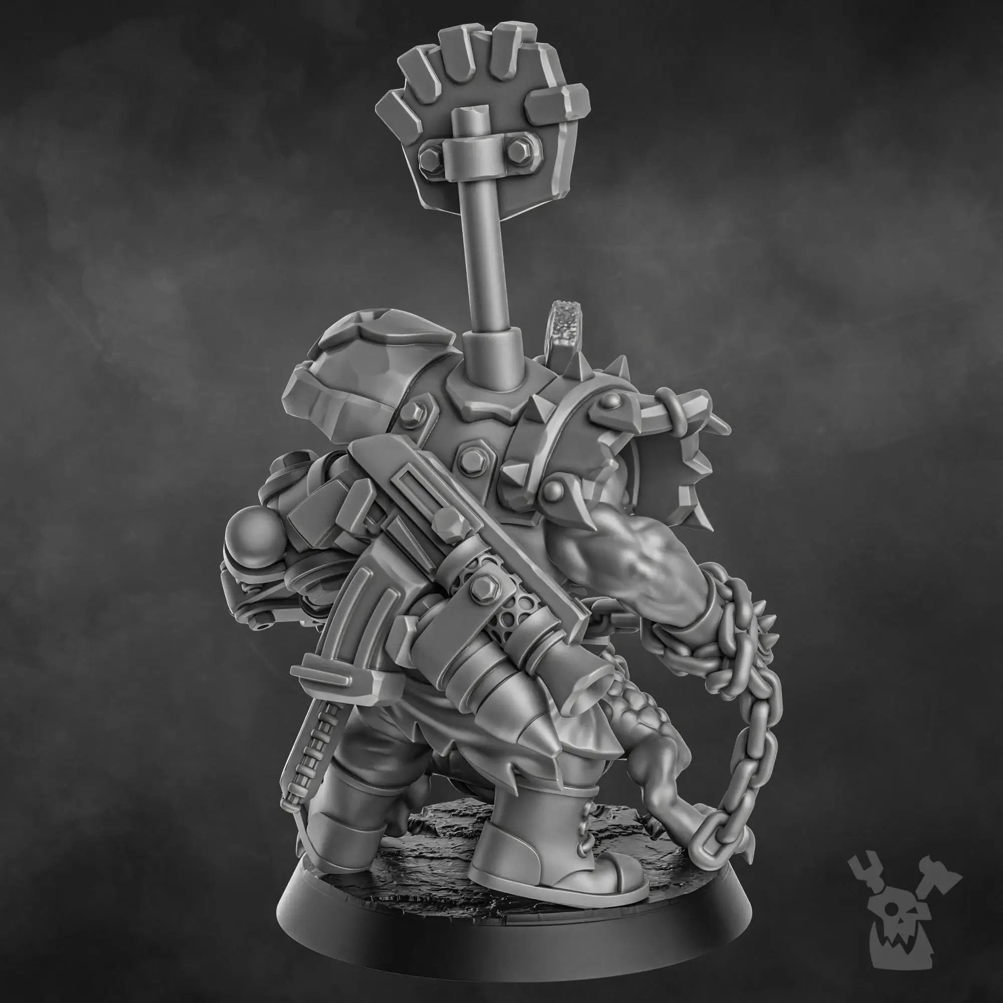 3D printed Zargok Da Hogmasta miniature by DakkaDakka Miniatures, modeled with detailed features and vibrant colors.
