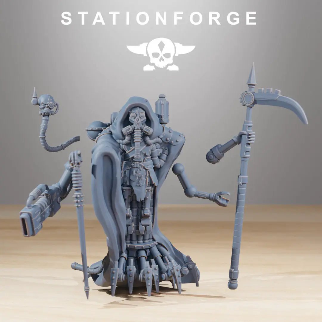 3D printed Scavenger Reaper miniature by StationForge Miniatures for Last Hope Miniatures, detailed dark fantasy figure.
