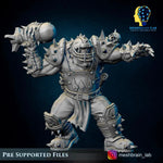 3D printed Ork Special Tank Attacker miniature by Meshbrain Labs for Last Hope Miniatures, detailed green orc vehicle model.