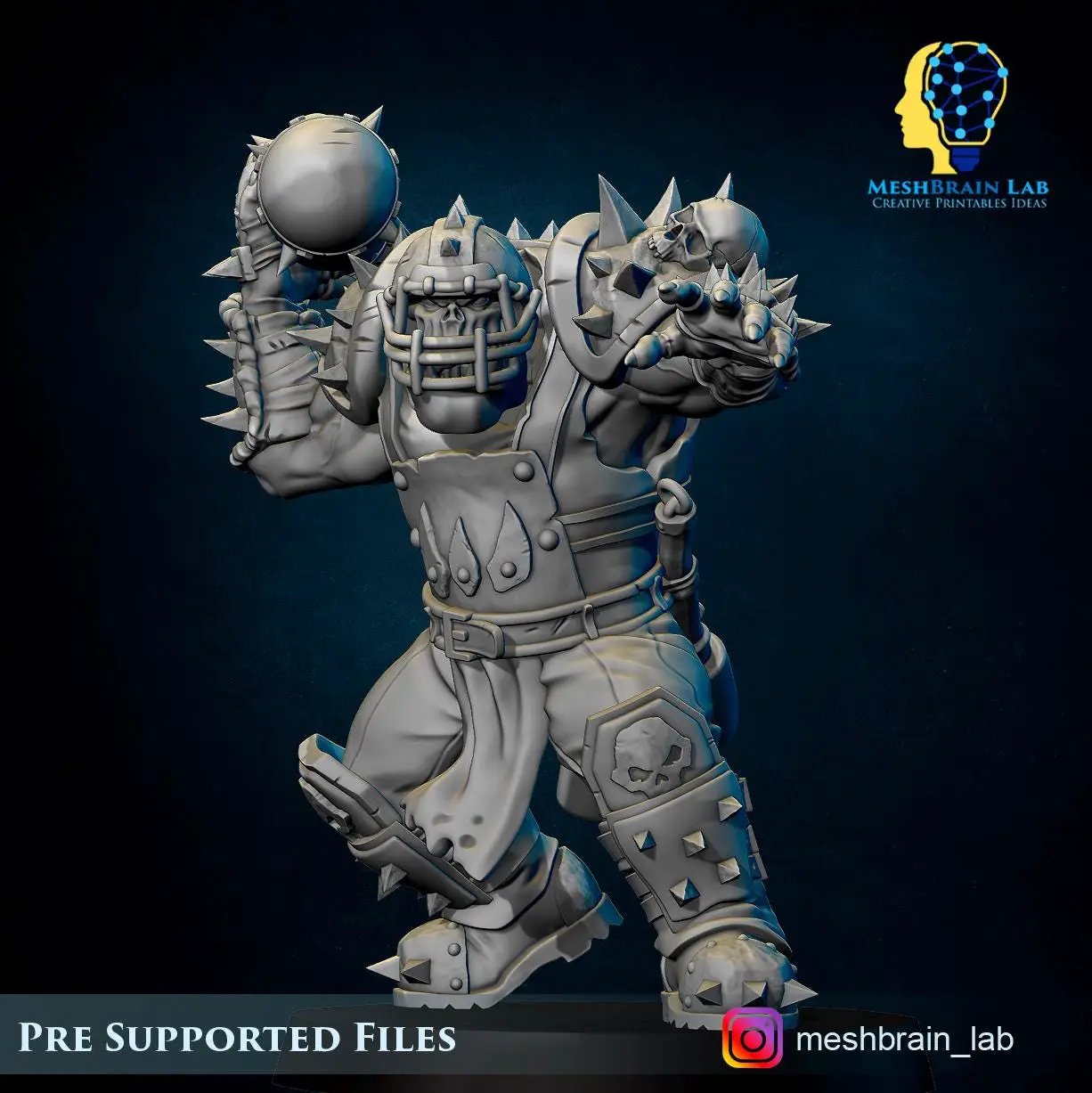 3D printed Ork Special Tank Attacker miniature by Meshbrain Labs for Last Hope Miniatures, featuring detailed orc armor and weaponry.