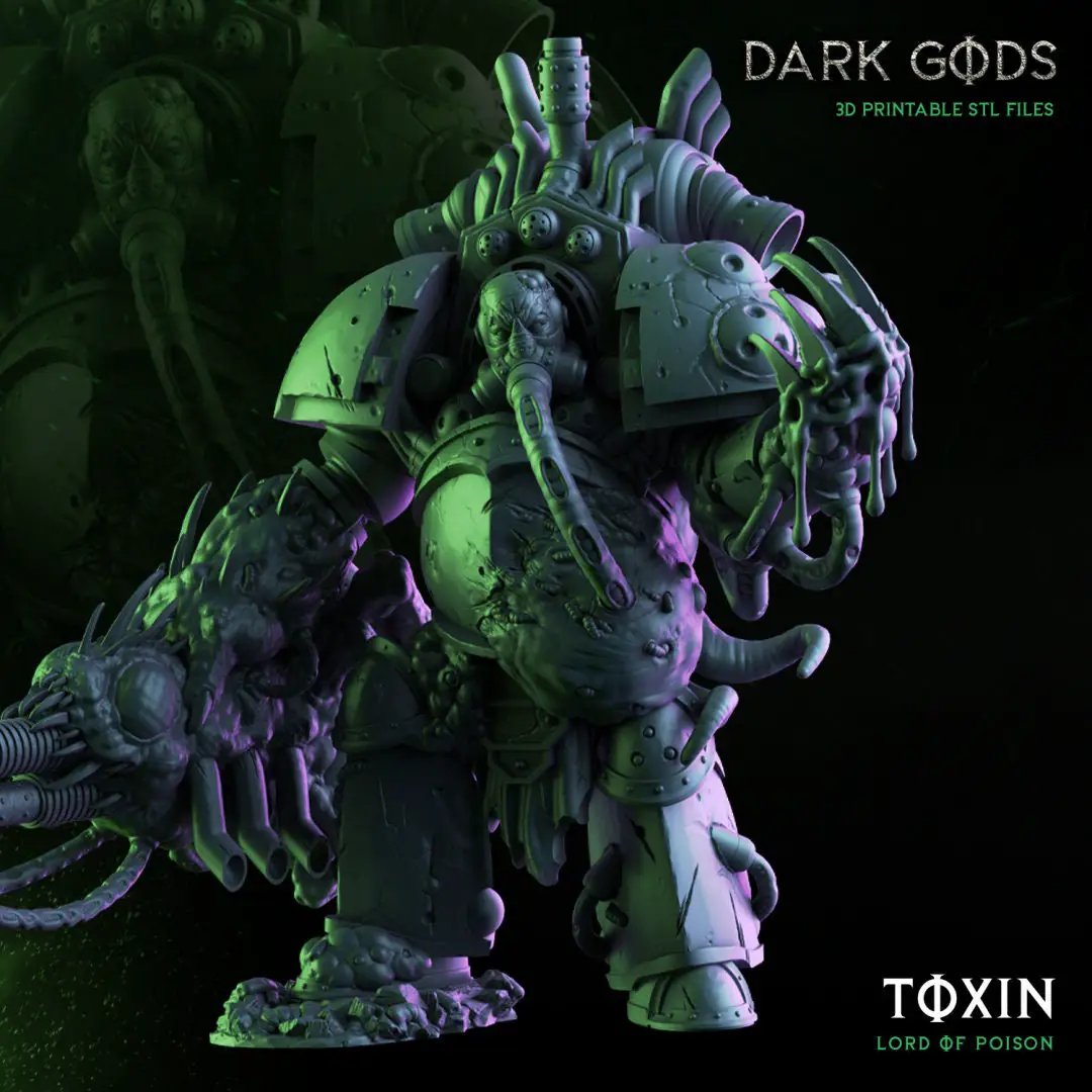 3D printed Toxin and Infected Dark Gods miniatures by Last Hope Miniatures, detailed fantasy creature models for tabletop gaming
