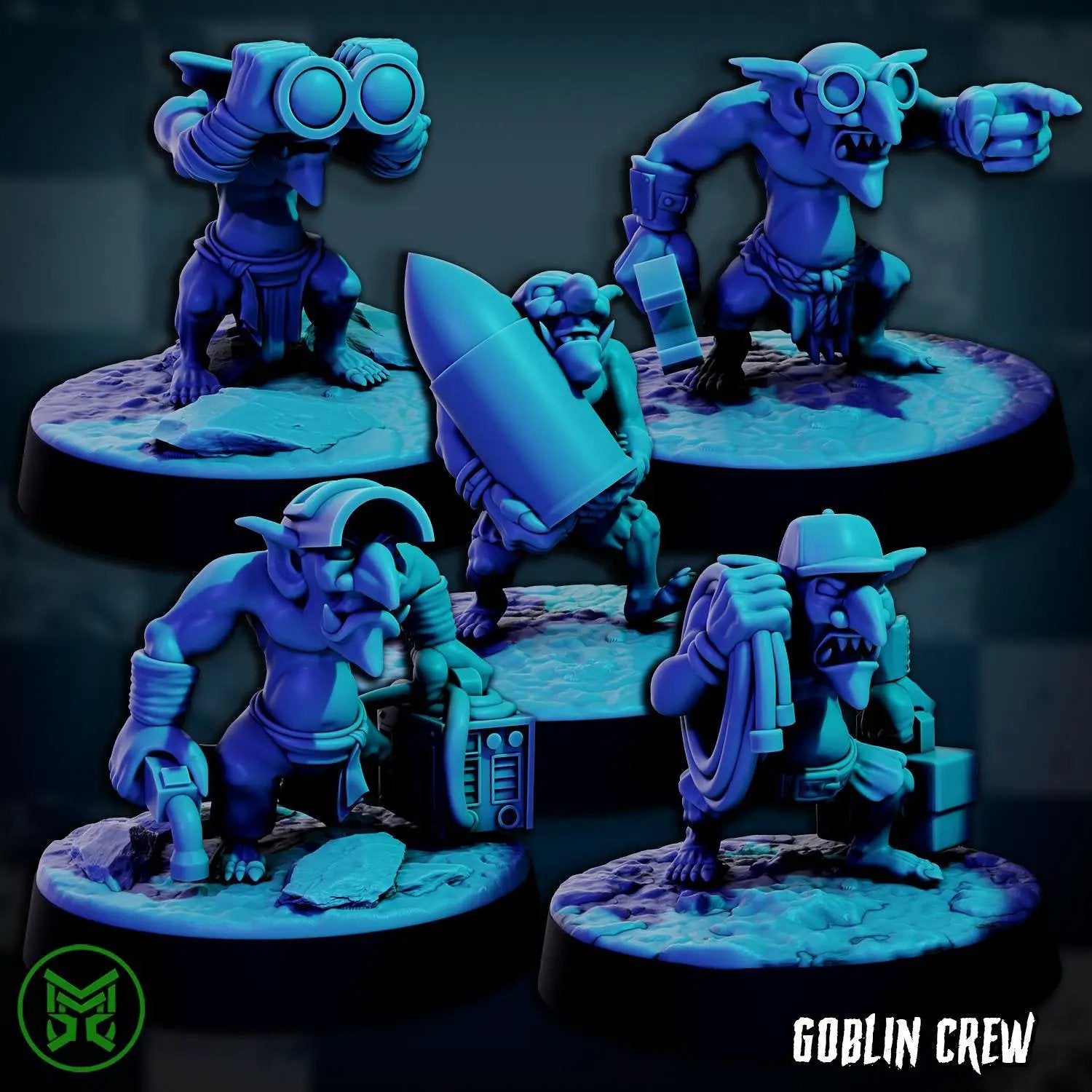 3D printed Artillery Goblins miniatures by Last Hope Miniatures, featuring detailed goblin figures with artillery gear.